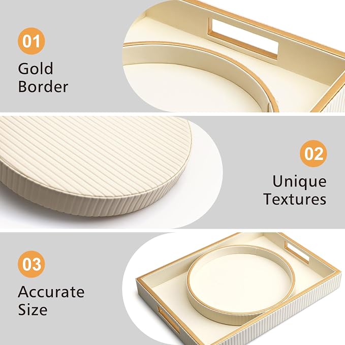 SANZIE Leather Tray Desktop Storage Organizer Premium Serving Tray Decorative - Image 3