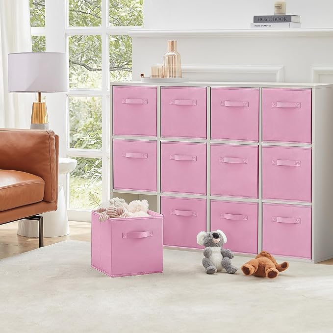 Lifewit Storage Cubes, 11 Inch Organizer Bins, 18L Pink, 12 Packs | Foldable - Image 7