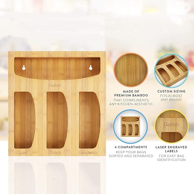 Bamboo Food Bag Storage Organizer - Image 2