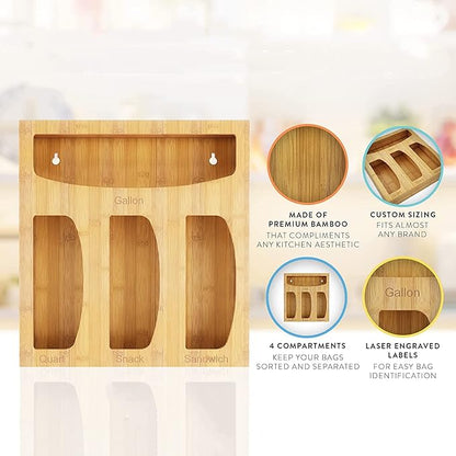 Bamboo Food Bag Storage Organizer - Image 2