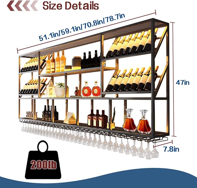 3 Tier Large Wine Rack Wall Mounted - Image 3