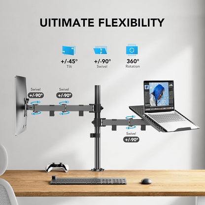 HUANUO Adjustable Monitor Stand, Single Arm Desk Mount - Image 4
