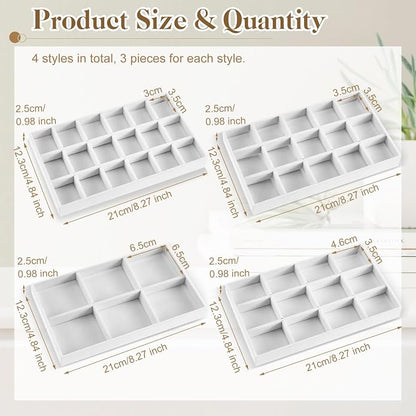 Junkin 12 Pcs Jewelry Tray Velvet Stackable Jewelry Organizer Trays Divided - Image 2