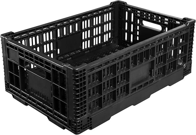Collapsible Storage Bin Containe，52 Liter Transferheavy duty Black plastic by Unknown