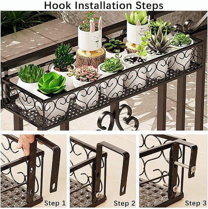 Hanging Railing Planter with Hooks, Iron Hanging Planter Holder, Balcony Plant - Image 5