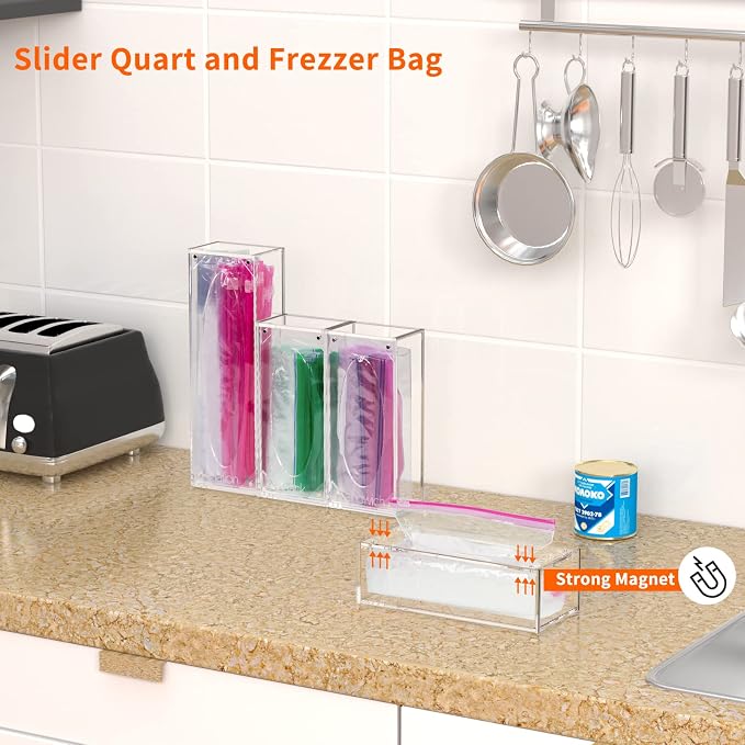 FEMELI Food Bag Storage Organizer, Acrylic Kitchen Drawer Baggie Box, Compatible - Image 6