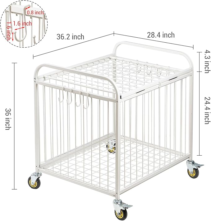 MyGift Large Capacity Metal Rolling Multi Sports Ball Cage Storage Hopper - Image 5