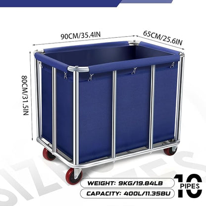 Commercial Laundry Cart with Wheels, 11.40 Bushel Large Laundry Rolling Bins - Image 2
