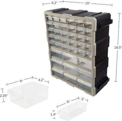 Stalwart 39-Drawer Plastic Small Parts Organizer, or Wall Storage Drawers - Image 2