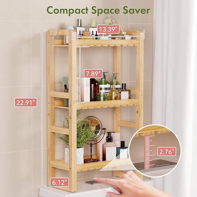 AmazerBath Bamboo Over The Toilet Storage Shelf - Image 2