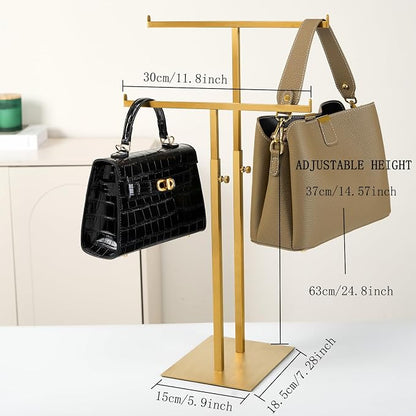 Purse Display Stand Jewelry Towers, Double T-Shaped Tabletop Stainless Steel - Image 2