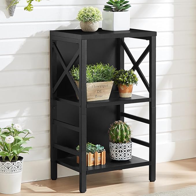 Small Bookshelf, 3 Tier Industrial Bookcase - Image 2
