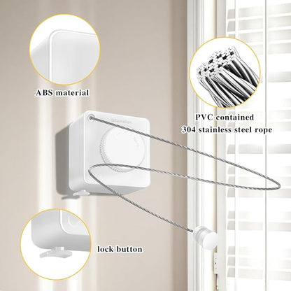 Retractable Clothesline Indoor, Non-Sagging Outdoor Clothes Line retracting - Image 4
