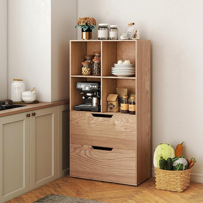 GOFLAME 4-Tier Bookcase with 2 Drawers, 51” Tall Bookshelf with 4-Cube Open - Image 7