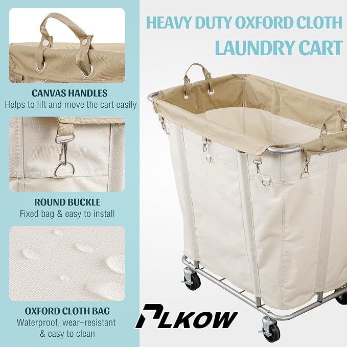 PLKOW Laundry Cart with Wheels 320L Large Rolling Laundry Cart - Image 4