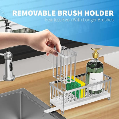 Cisily Silver Sponge Holder for Kitchen Sink, Sink Caddy Organizer - Image 3