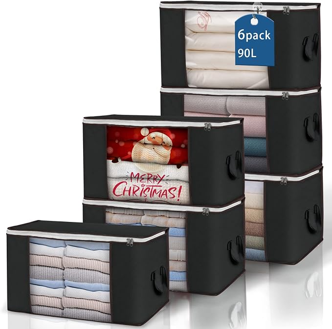 Large Storage Bags, 6 Pack Clothes Storage Bins Foldable Closet Organizers by BuddingJoy-BuildaJoyfulLifeforYou