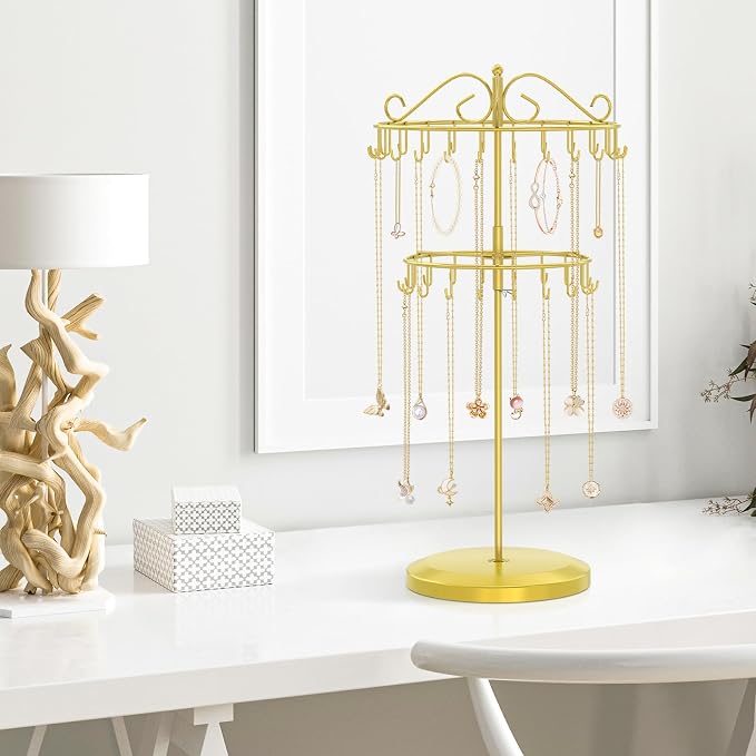 iDavosic.ly 2 Tier Rotating Necklace Holder Organizer - Image 7