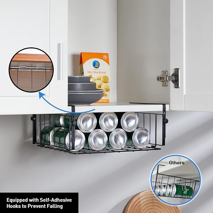 2 Pack Hanging Under Shelf Storage Basket, Adjustable Under Cabinet Add-on - Image 3