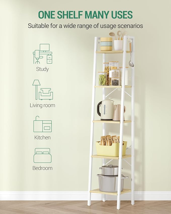 Hzuaneri Ladder Shelf, Freestanding Corner Storage Shelf | Bookcase - Image 6