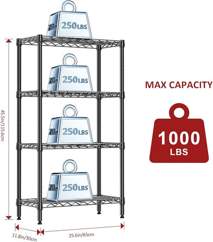 IZEUK 4 Tier Steel Storage Shelves, Heavy Duty Metal Shelf Wire Shelving Rack - Image 3