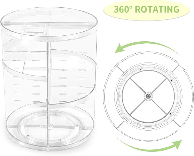 COYAHO 360 Rotating Makeup Organizer, Spinning Countertop, Cosmetic Holder Shelf - Image 5