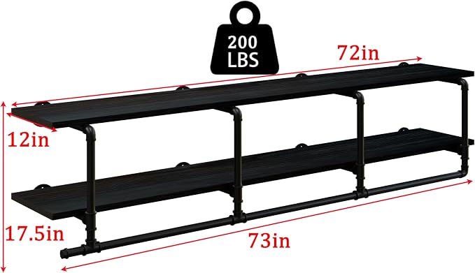 Wall Mounted Clothes Rack 12 Inch Deep, 72 Inch Heavy Duty Garment Rack - Image 8