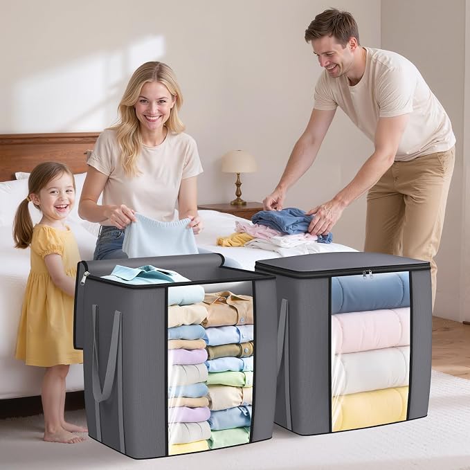 120L Extra Large Clothes Storage Bags, Foldable Blanket Storage and Organization - Image 6