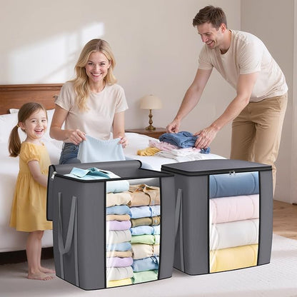 120L Extra Large Clothes Storage Bags, Foldable Blanket Storage and Organization - Image 6