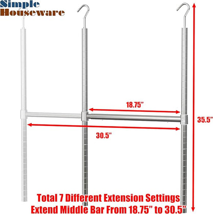 Simple Houseware Adjustable Closet Hanging Rod, Chrome - Image 3