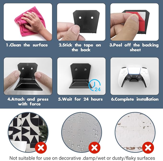 Controller Wall Mount for PS5/PS4/Xbox/Switch Controller, Adhesive PS5 Headset - Image 8