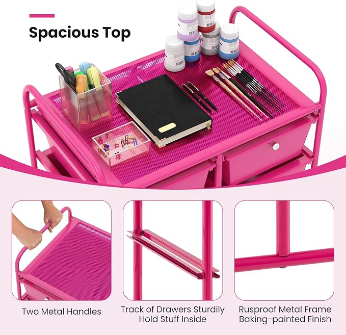 Giantex 10 Drawers Rolling Cart, Classroom Organizers, Storage Cart - Image 8