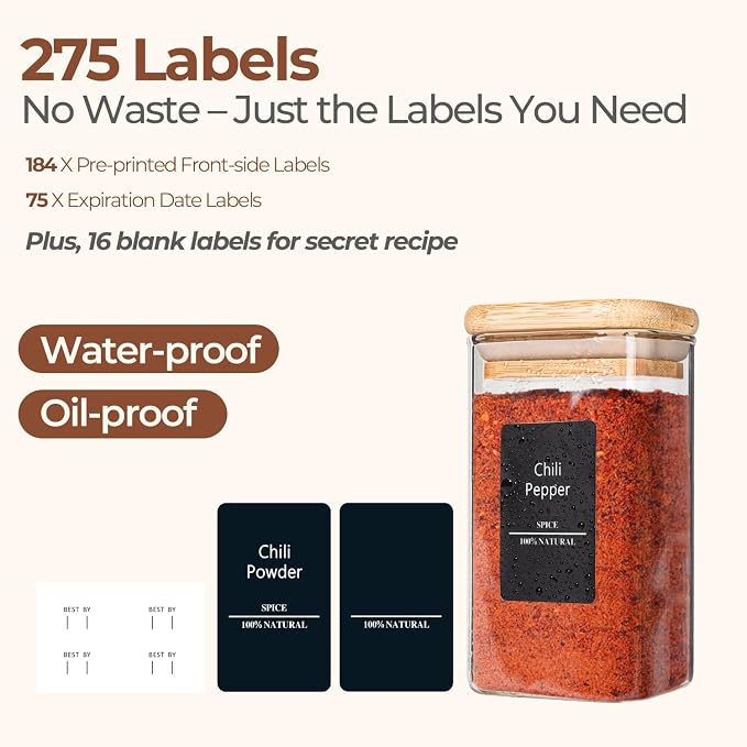 ComSaf 12Pcs Glass Spice Jars - Image 5