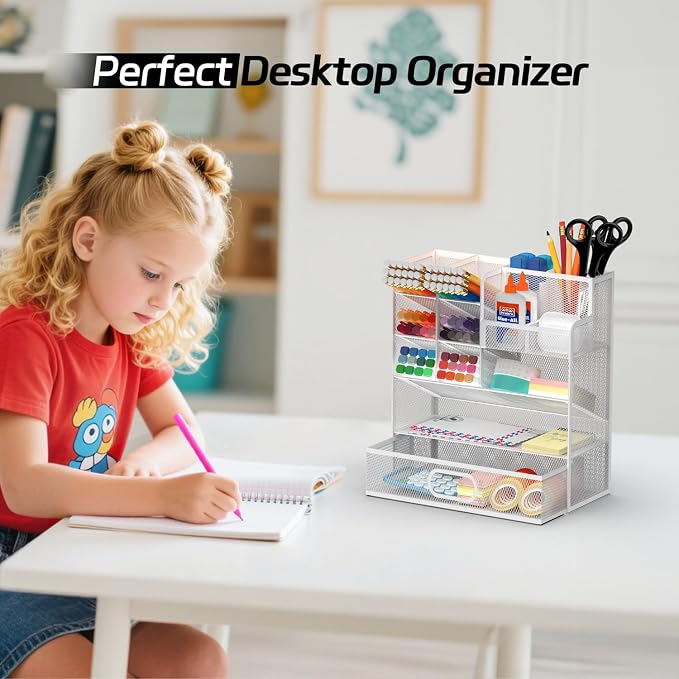 Mesh Pen Organizer for Desk, Large Capacity Storage for School Office Home - Image 6