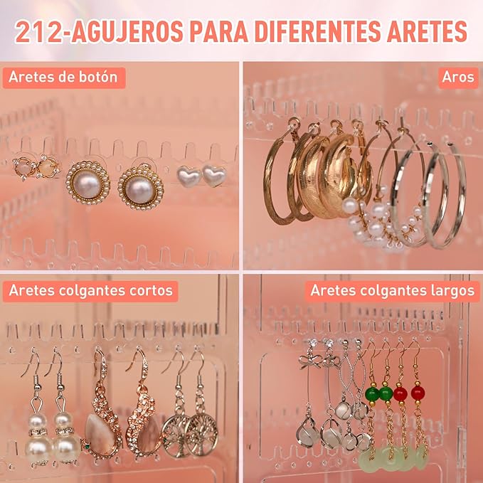 17Dec 360 Rotating Earring Holder Organizer Stand, 5 Tiers Acrylic Jewelry - Image 3