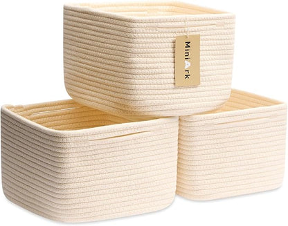 Small Organizing Baskets for Cubes Shelf, 9.7x9.7x7.1 Inch Rope Woven Storage by MiniArkStorageBasketsHome