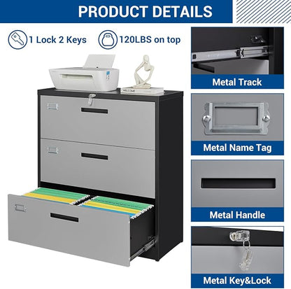 3 Drawer Lateral File Cabinet - Image 7