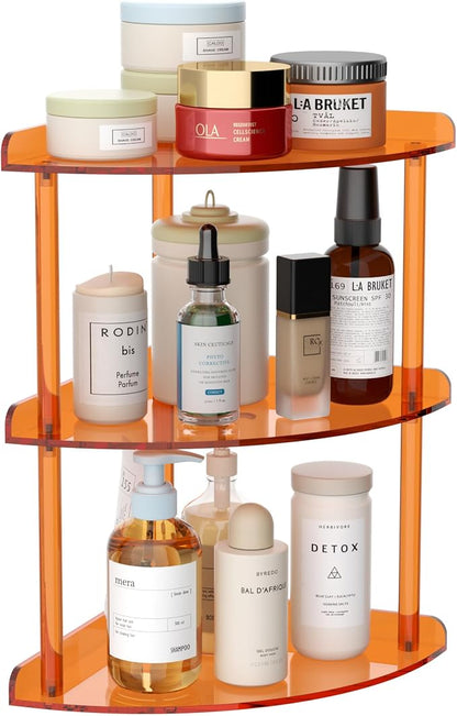 3 Tier Acrylic Corner Shelf Organizer Storage 9.5x9.5x15.7 Inch, Study Room by Sezanrpt