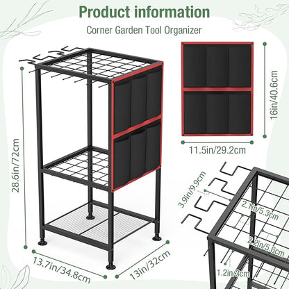 Garden Tool Organizer, Metal Yard Tool Organizer, Holds 50 Long-Handled - Image 2
