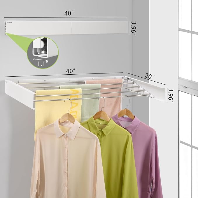 Wall Mounted Laundry Drying Rack, Retractable Clothes Drying Rack - Image 3