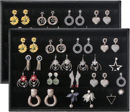 Julysky 2 Pcs/set Stackable Jewelry Organizer Trays，Earrings Tray+Earrings Tray - Image 5