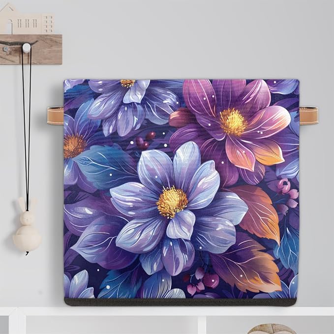 TropicalLife 13x13x13 Inch Large Fabric Storage Cube Vintage Floral Foldable - Image 6