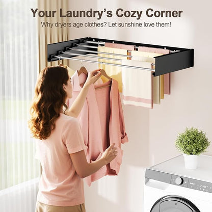 Wall Mounted Clothes Drying Rack Folding Indoor, Foldable Laundry Drying Rack - Image 2