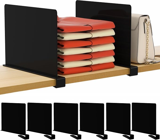 HBlife 6 Black Shelf Dividers, Vertical Purse Organizer by HBlife