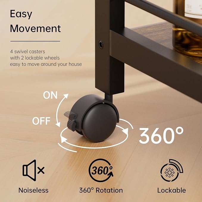 HITNET Bar Cart for The Home, Home Bar Serving Cart - Image 5
