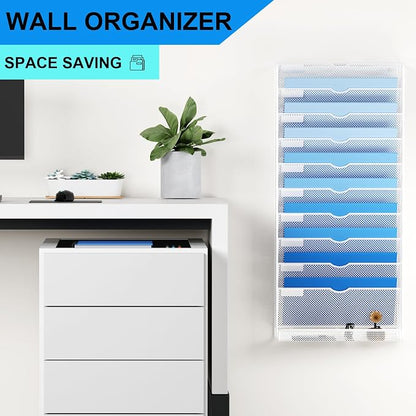 Hanging Wall File Organizer 10 Tier Wall Mounted File Holder Document Wall - Image 2