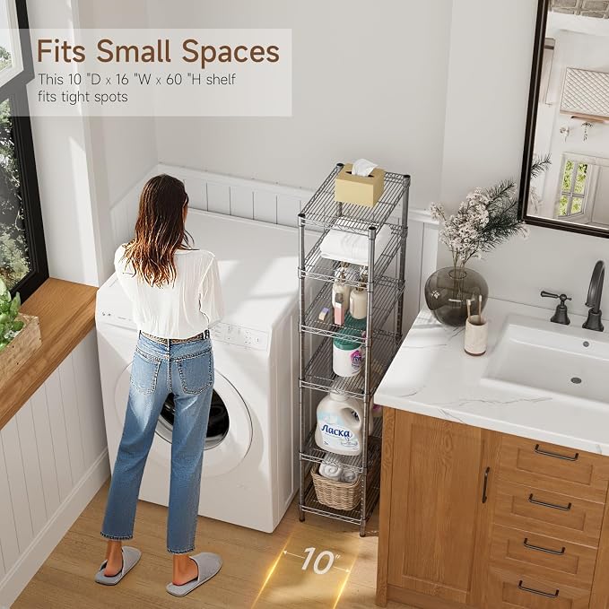 Small 5 tire Shelves Storage Wire Shelving Unit Metal Shelf Adjustable - Image 9