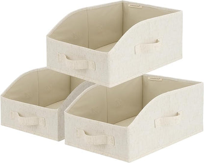 StorageWorks Closet Baskets for Organizing, Trapezoid Storage Bins, Linen by StorageWorks