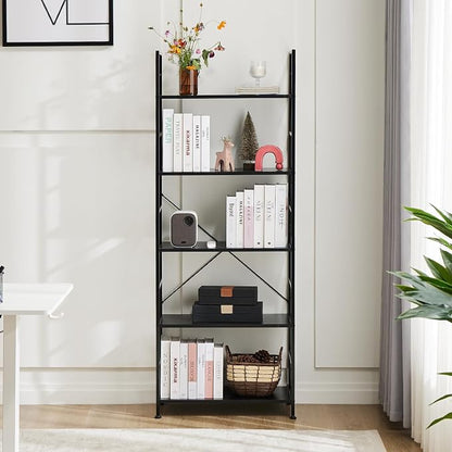 DUMOS 5 Tiers Open Bookshelf, Classic Freestanding Tall Display Shelf, Sturdy - Image 2