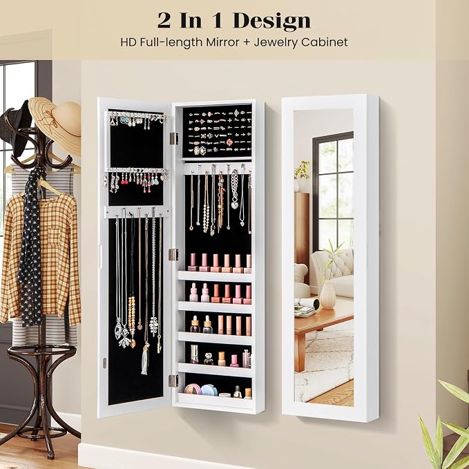 Giantex Wall or Door Mounted Jewelry Cabinet - Image 8